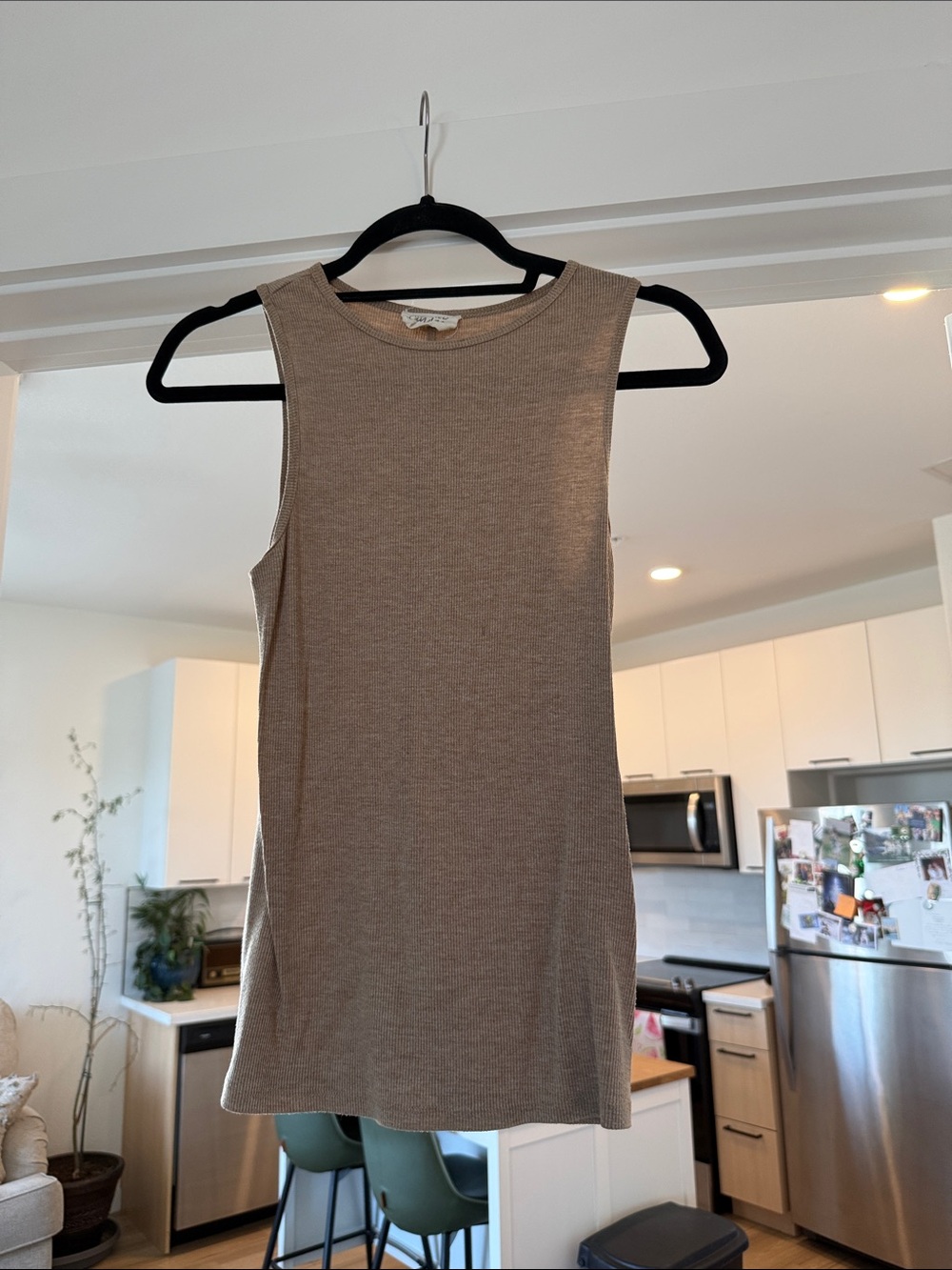 Ribbed Sleeveless Tank Top in Taupe — Minimal Everyday Layering